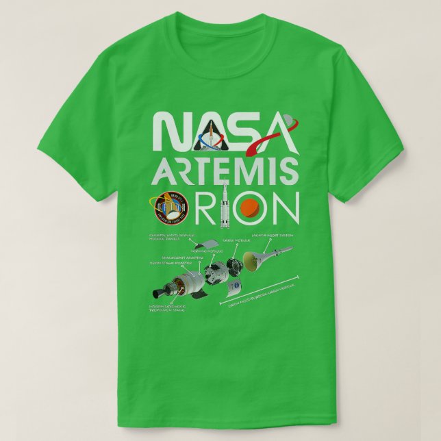Nasa Artemis Orion Space Launch System SLS Schemat T-Shirt (Design Front)