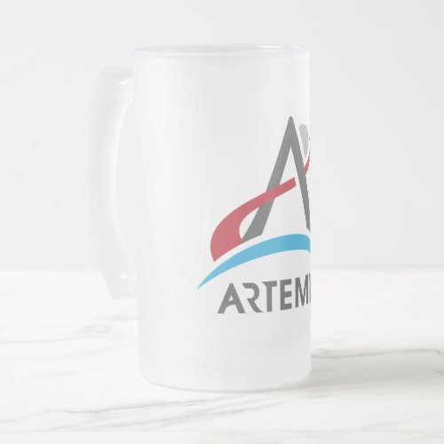 NASA Artemis Program Logo Mars 2024 Astronaut Frosted Glass Beer Mug