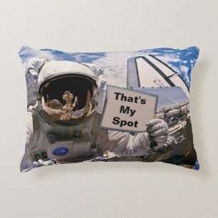 NASA Astronaut Holding Sign - Add Custom Text Decorative Pillow