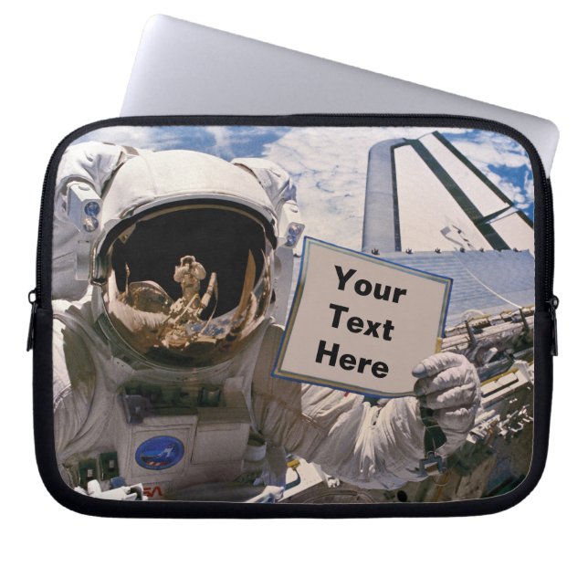NASA Astronaut Holding Sign - Add Custom Text Laptop Sleeve (Front)