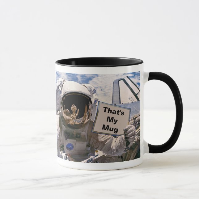 NASA Astronaut Holding Sign - Add Custom Text Mug (Right)