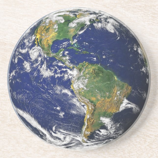 Nasa blue marble earth sandstone coaster (Front)