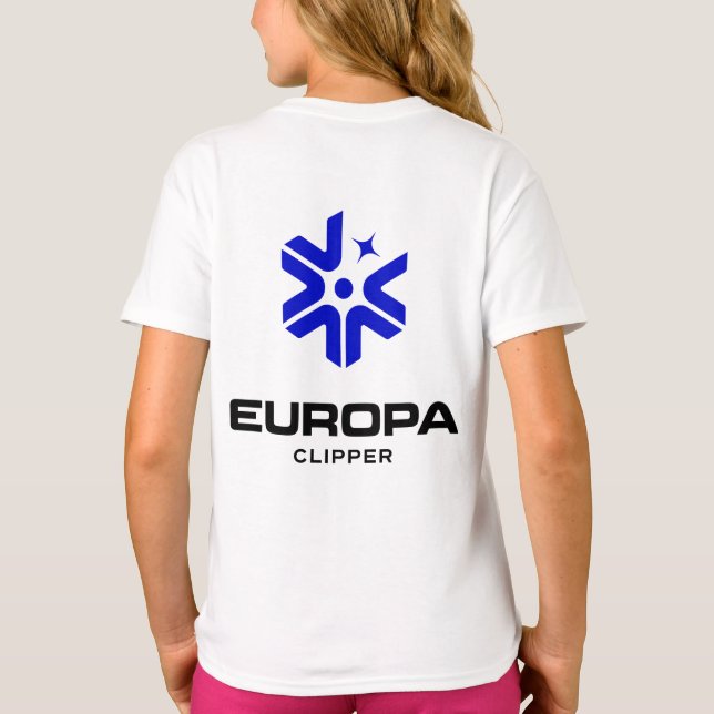NASA Europa Clipper Logo Rocket White Girls’ T-Shirt (Back)