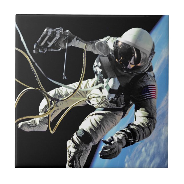 NASA First American Astronaut Spacewalk Photo Ceramic Tile (Front)
