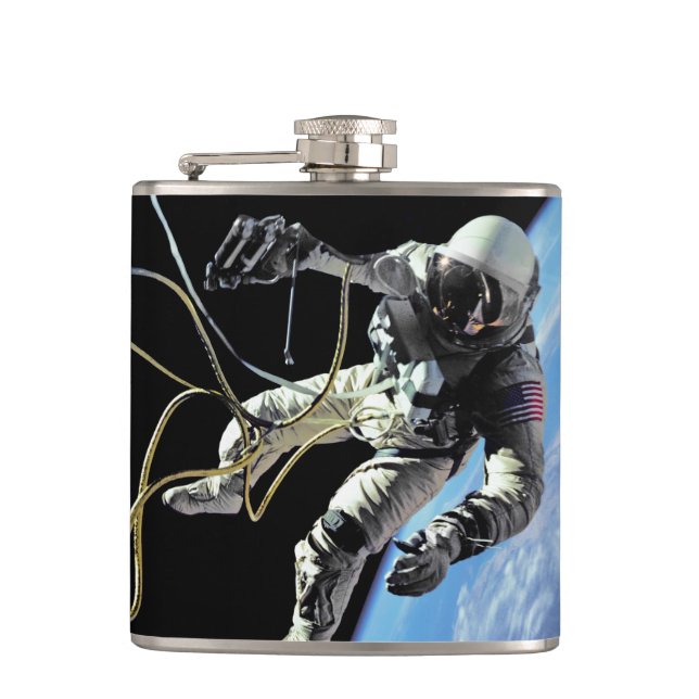 NASA First American Astronaut Spacewalk Photo Flask (Front)