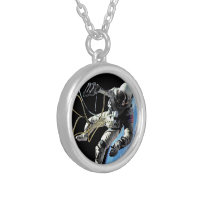 Sterling Silver Astronaut Spacewalker Pendant on a Sterling 