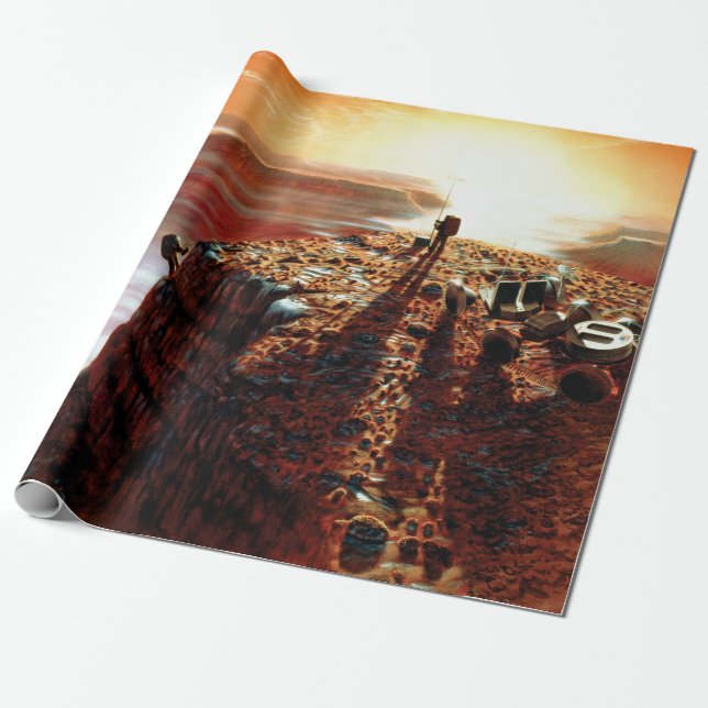 NASA First Trip To Planet Mars Artist Concept Wrapping Paper (Unrolled)