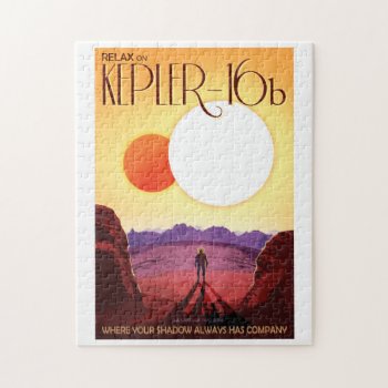 Nasa Future Travel Poster - Relax On Kepler 16b Jigsaw Puzzle by FinalFrontier at Zazzle