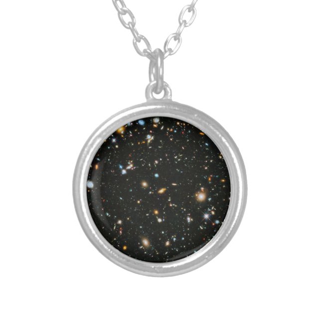 NASA Hubble Ultra Deep Field Galaxies Silver Plated Necklace (Front)