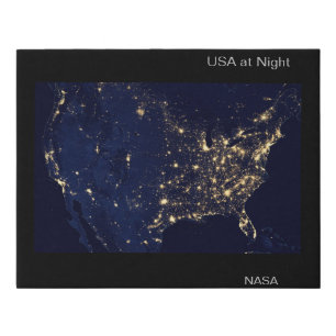 NASA Image from Space. USA Lights at Night,  Faux Canvas Print