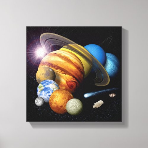 NASA JPL Solar System Planets Montage Space Photos Canvas Print