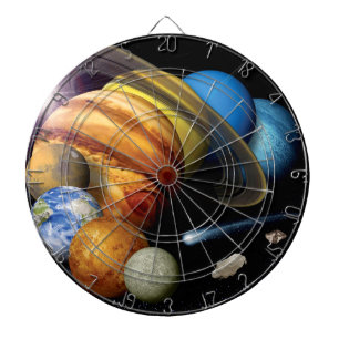 NASA JPL Solar System Planets Montage Space Photos Dartboard With Darts