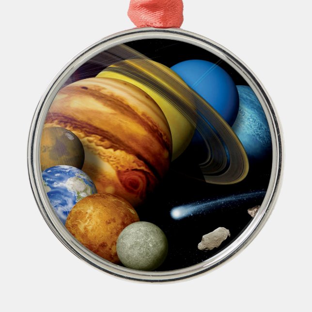 NASA JPL Solar System Planets Montage Space Photos Metal Ornament (Front)