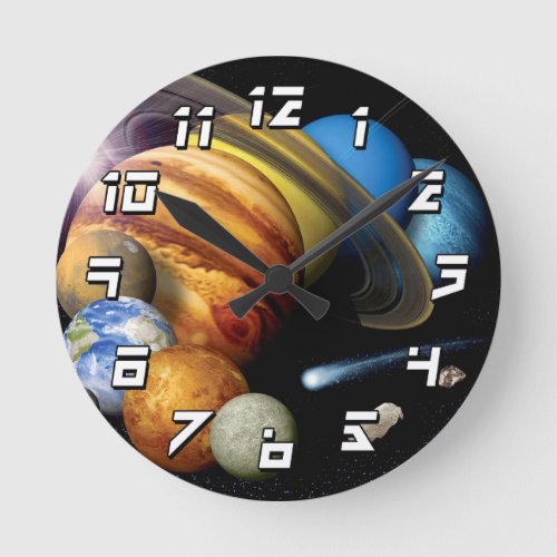 NASA JPL Solar System Planets Montage Space Photos Round Clock