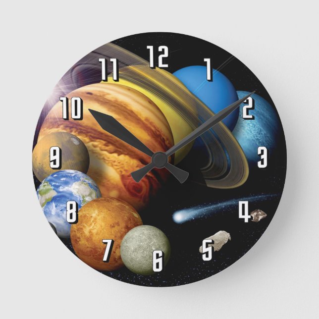 NASA JPL Solar System Planets Montage Space Photos Round Clock (Front)