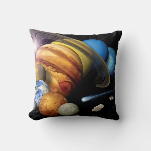 NASA JPL Solar System Planets Montage Space Photos Throw Pillow