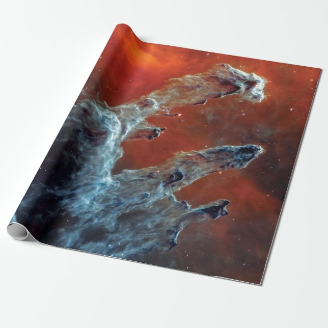 NASA JWST Pillars of Creation Mid Infrared Wrapping Paper (Unrolled)