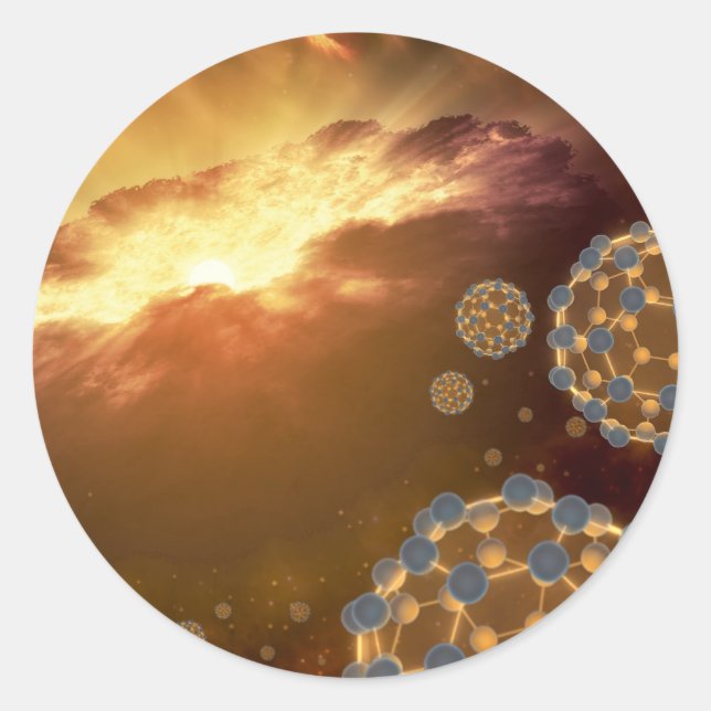 NASA Largest Molecule Buckyballs Classic Round Sticker (Front)
