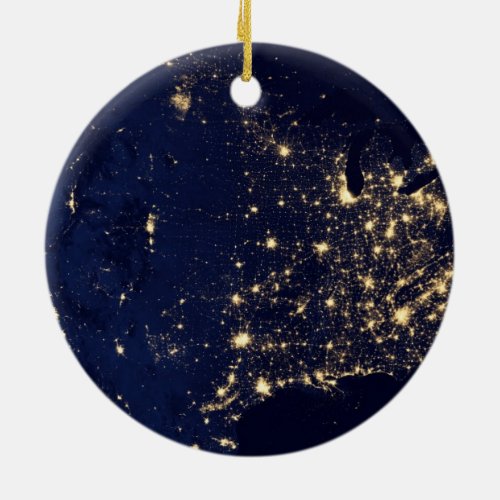 Nasa Lights from Space USA Ceramic Ornament