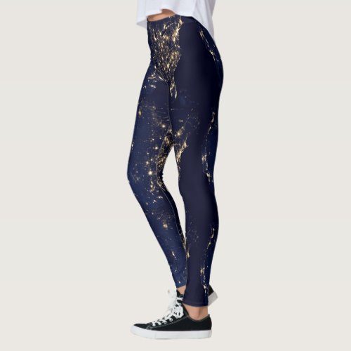 Nasa Lights from Space USA Leggings