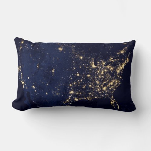 Nasa Lights from Space USA Lumbar Pillow