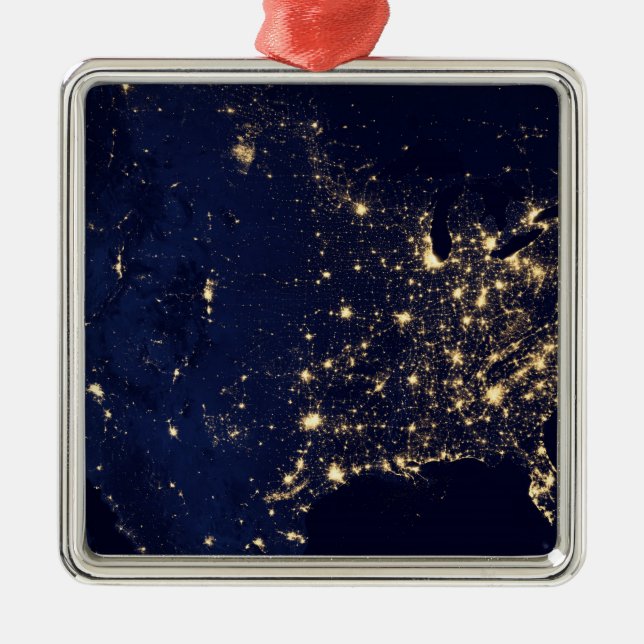 Nasa Lights from Space USA Metal Ornament (Front)