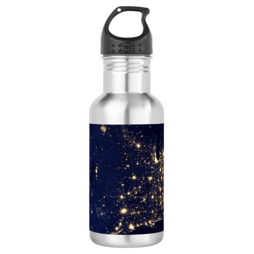 Nasa Lights from Space USA Water Bottle