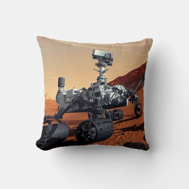 NASA Mars Curiosity Rover Artist Concept Throw Pillow (Front)