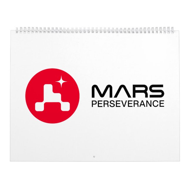 NASA Mars Perseverance Rover Logo Rocket White Calendar (Cover)