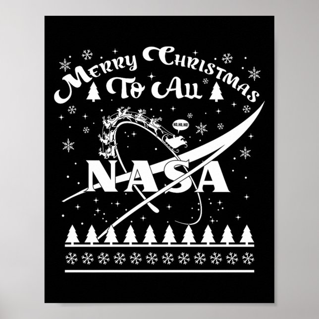 Nasa Merry Christmas To All Ugly Sweater Logo With Poster (Front)