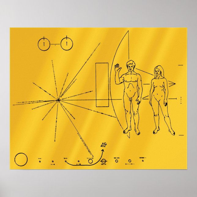 NASA Pioneer 10 Space Probe Gold Plaque Poster (Front)