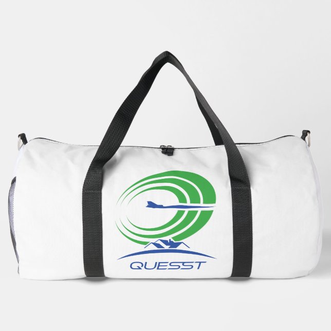 NASA Quesst Logo Supersonic White Duffle Bag (Back)