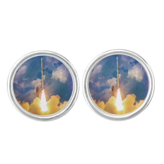 NASA Scout Rocket Launch Liftoff Cufflinks (Front)