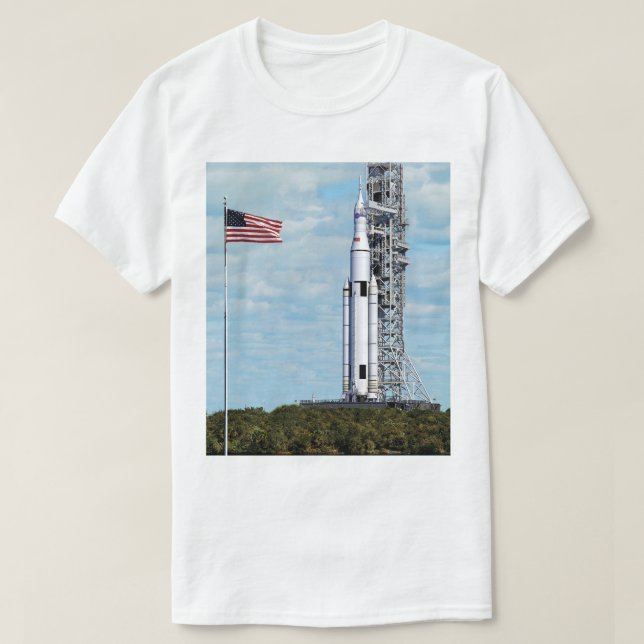 NASA SLS Space Launch System Rocket Launchpad T-Shirt (Design Front)