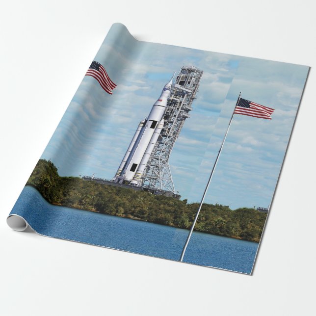 NASA SLS Space Launch System Rocket Launchpad Wrapping Paper (Unrolled)