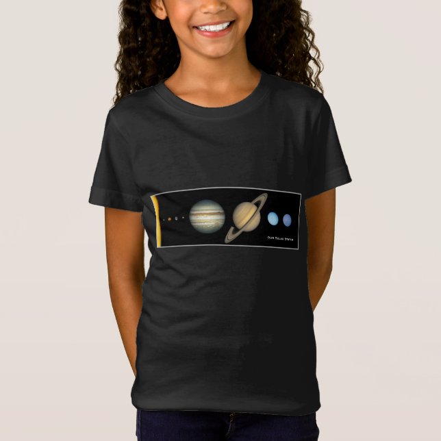 NASA Solar System Planet Sizes Chart Girl T-Shirt (Front)
