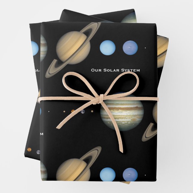 NASA Solar System Planet Sizes Chart Wrapping Paper Sheets (In situ)