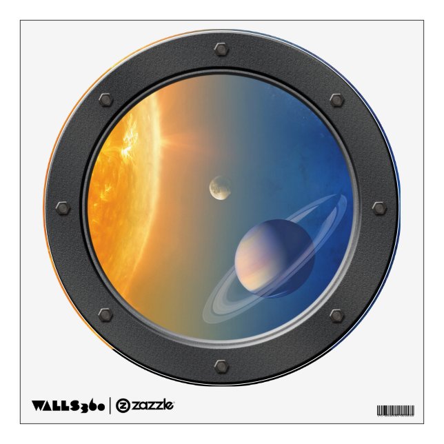 NASA Solar System Space Collage Porthole View Wall Decal (Front)
