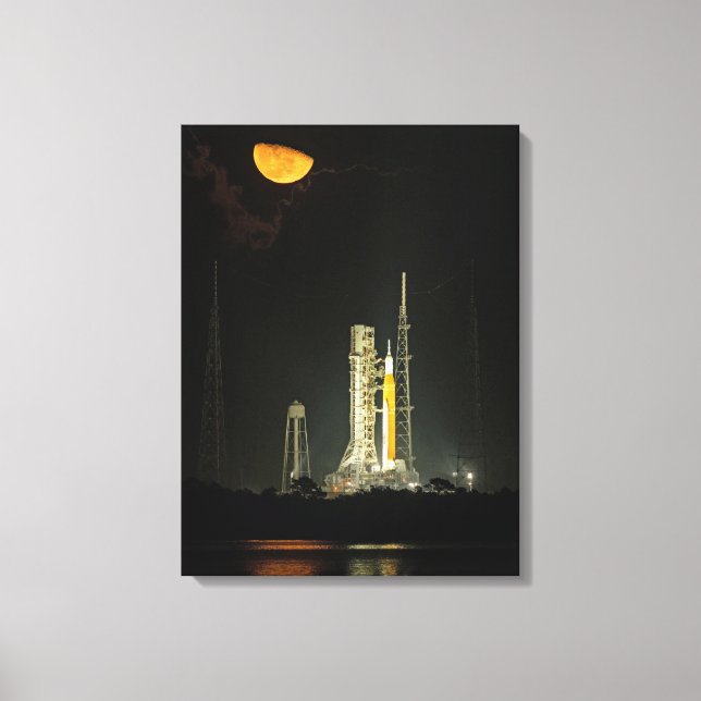 NASA Space Launch System Rocket Artemis I Moonrise Canvas Print (Front)