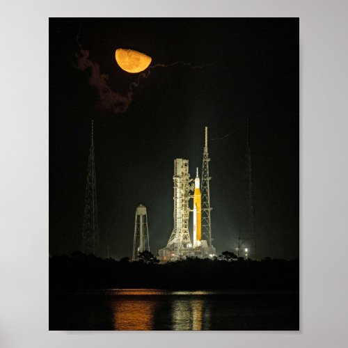 NASA Space Launch System Rocket Artemis I Moonrise Poster