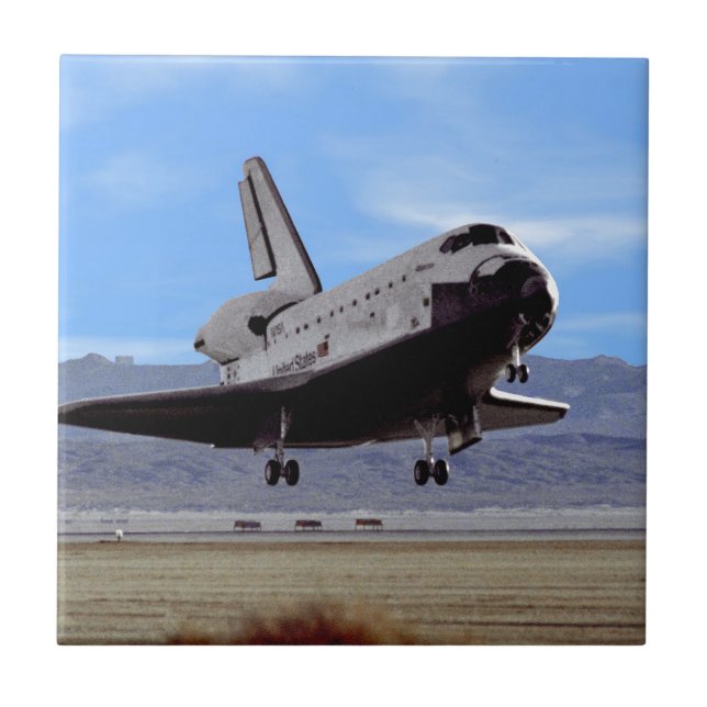 NASA Space Shuttle Atlantis Landing Edwards AFB Ceramic Tile (Front)