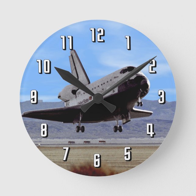 NASA Space Shuttle Atlantis Landing Edwards AFB Round Clock (Front)