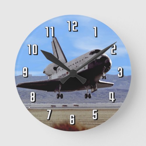 NASA Space Shuttle Atlantis Landing Edwards AFB Round Clock