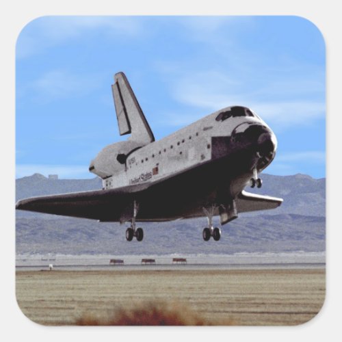 NASA Space Shuttle Atlantis Landing Edwards AFB Square Sticker