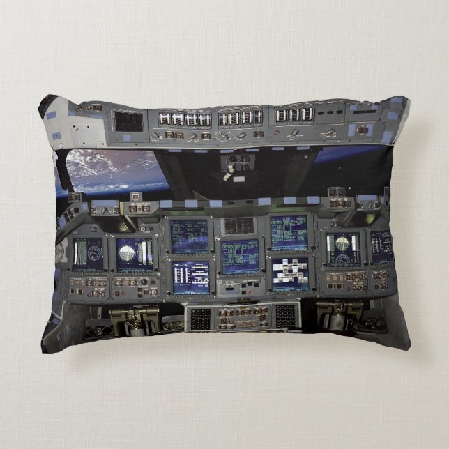 NASA Space Shuttle Cockpit Earth Orbit Window View Accent Pillow (Front)