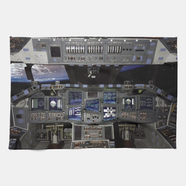 NASA Space Shuttle Cockpit Earth Orbit Window View Kitchen Towel (Horizontal)