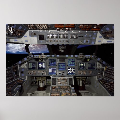NASA Space Shuttle Cockpit Earth Orbit Window View Poster