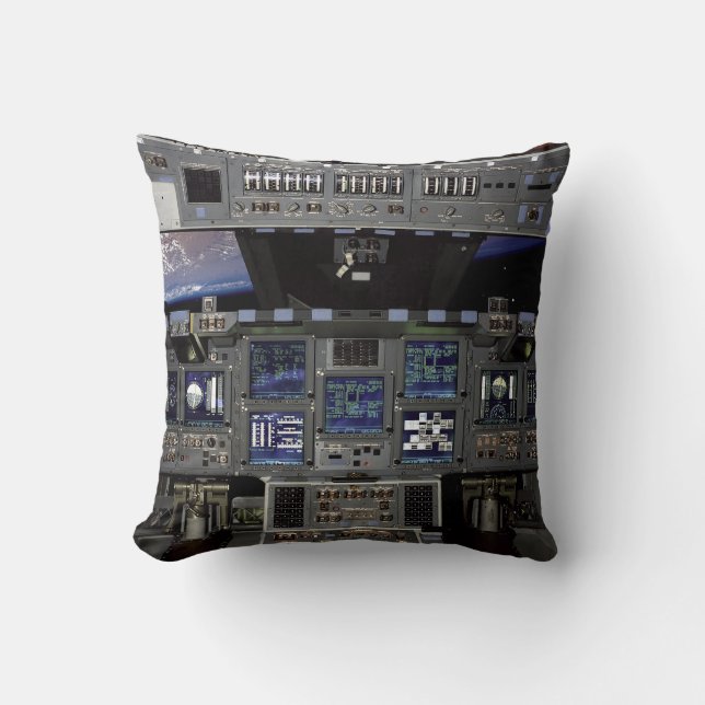 NASA Space Shuttle Cockpit Earth Orbit Window View Throw Pillow (Front)