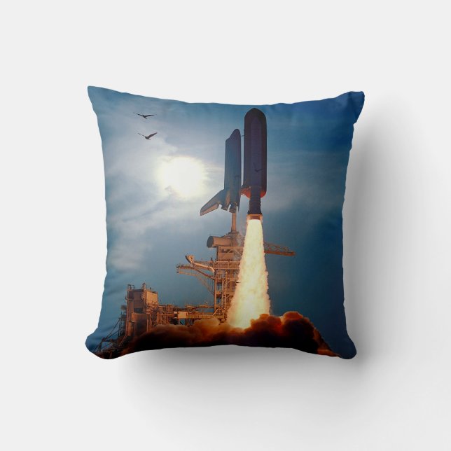 NASA Space Shuttle Discovery Launch STS-64 Throw Pillow (Front)