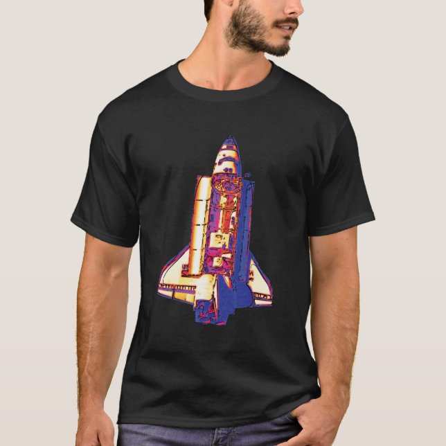 NASA Space Shuttle Discovery Seen From Mir Pop Art T-Shirt (Front)